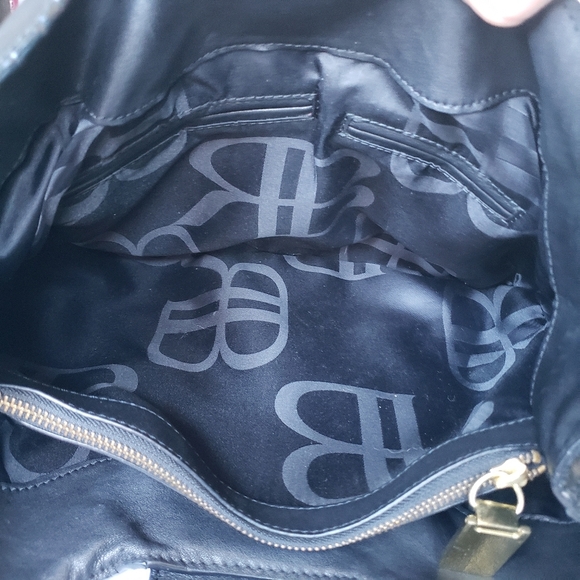 Banana Republic black leather with gold accents tote satchel purse - Picture 10 of 14